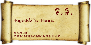 Hegedűs Hanna névjegykártya